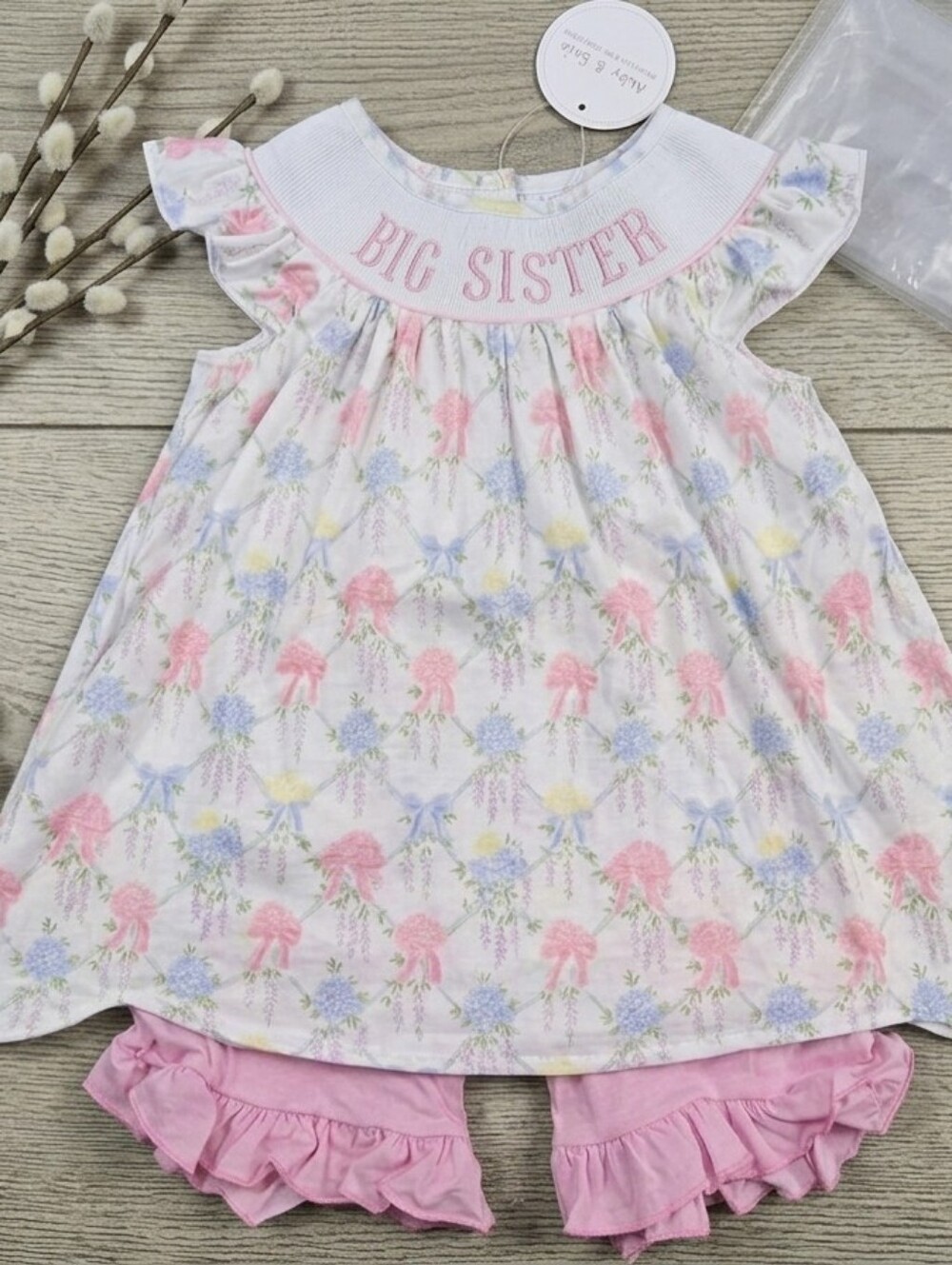Abby & Evie Big Sister Floral Smocked Set NWT SZ 6 (Have Matching little Sister)